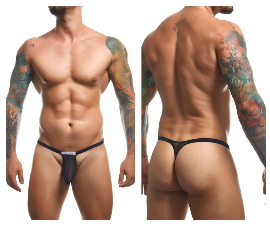 JUSTIN+SIMON XSJBU02 Tanga abultada de malla negra