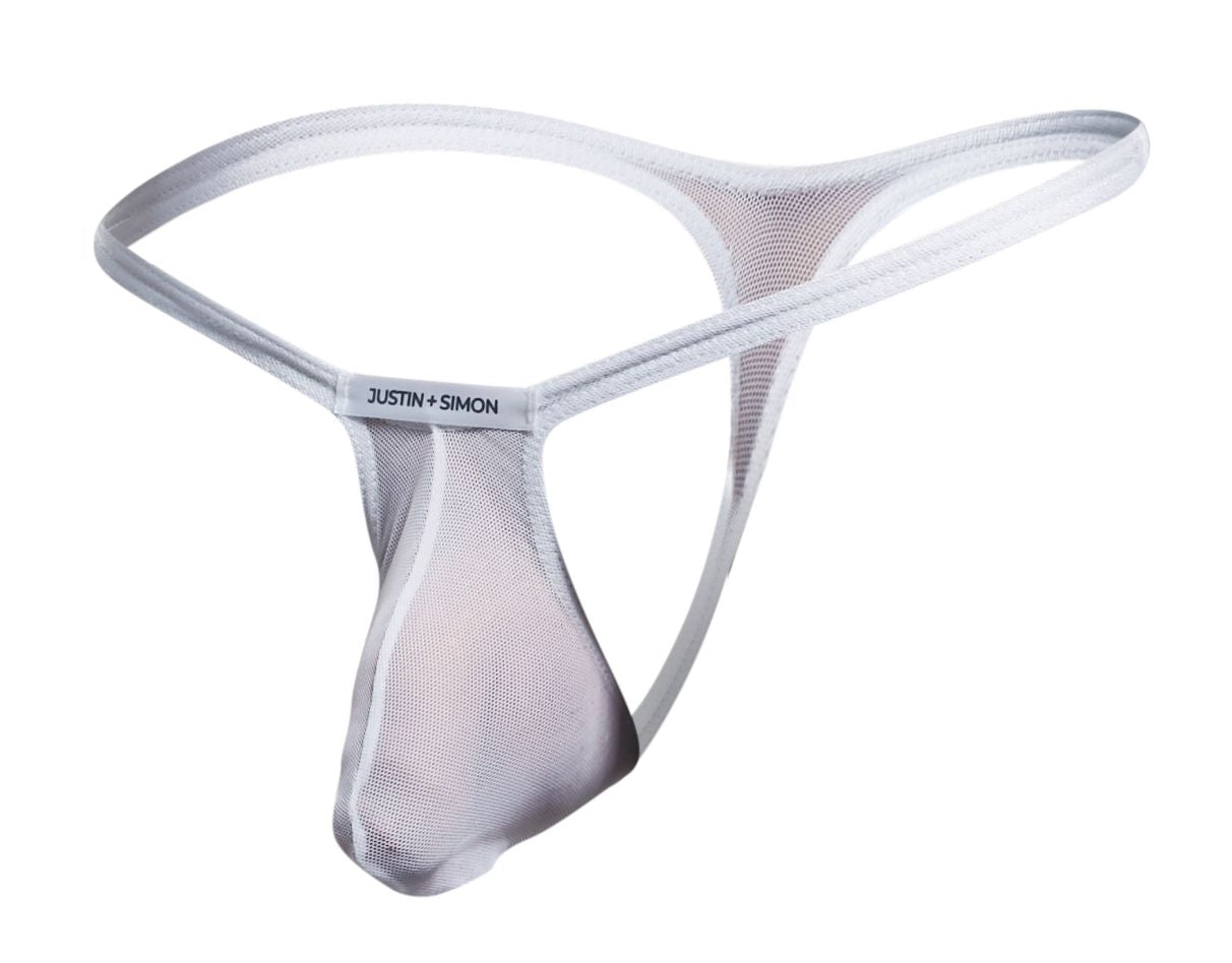 JUSTIN+SIMON XSJBU02 Bulge Thongs Color White Mesh - DealByEthan.gay loves JUSTIN+SIMON