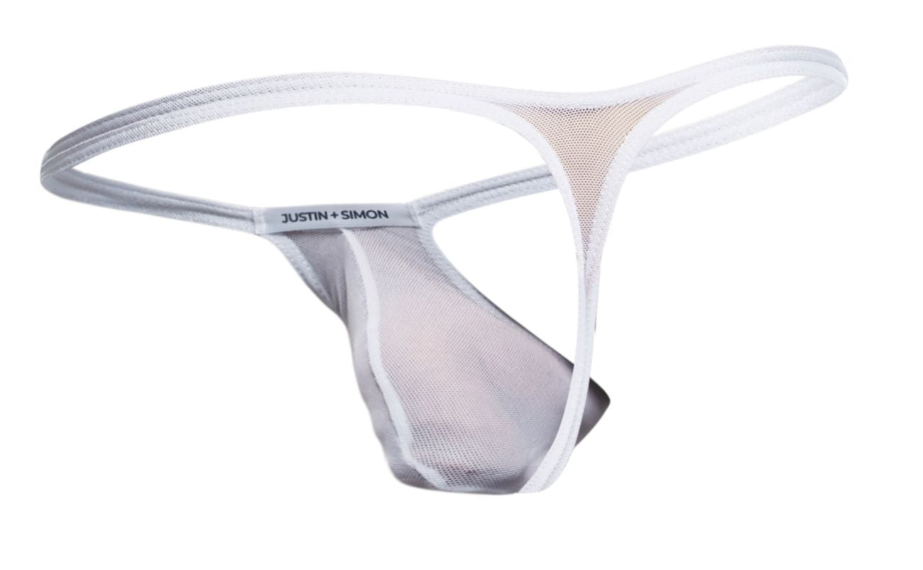 JUSTIN+SIMON XSJBU02 Bulge Thongs Color White Mesh - DealByEthan.gay loves JUSTIN+SIMON