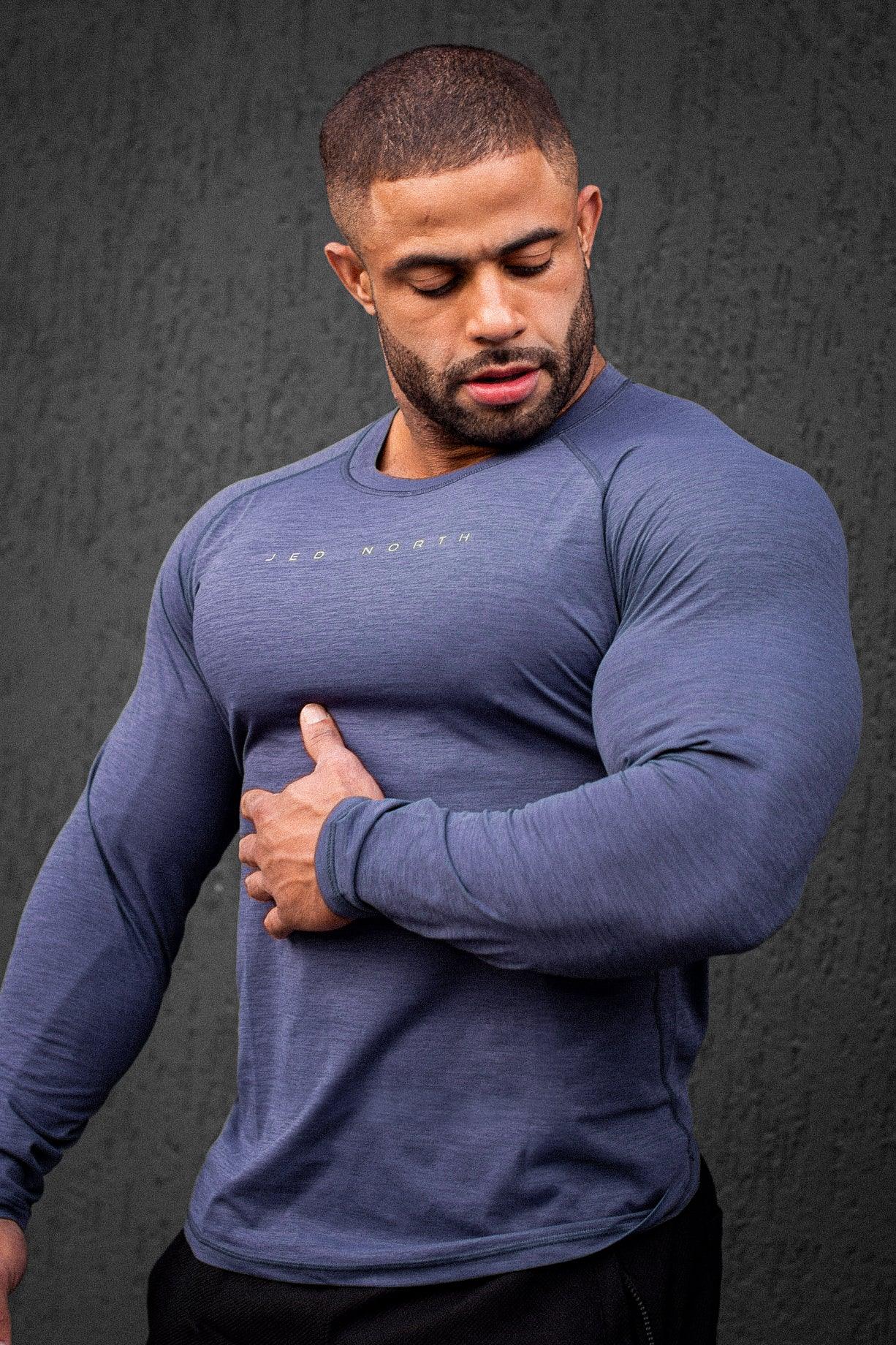 Jed North Agile Long Sleeve Activewear Training Tee - Steel Blue - DealByEthan.gay loves Jed North