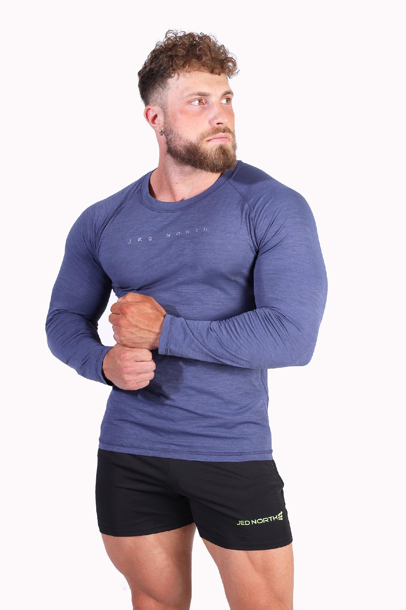 Jed North Agile Long Sleeve Activewear Training Tee - Steel Blue - DealByEthan.gay loves Jed North