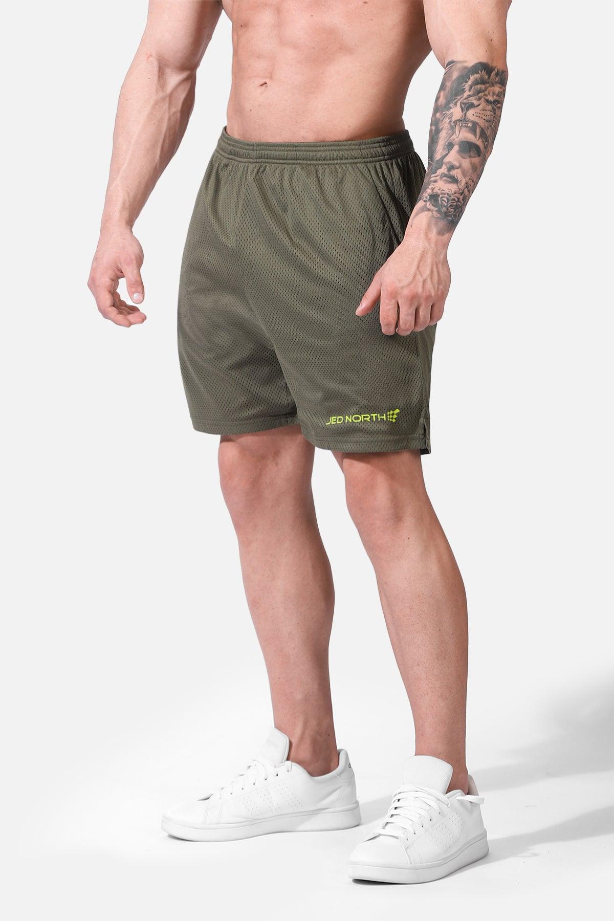 Jed North Jersey Mesh 7.5" Gym Shorts - Olive - DealByEthan.gay loves Jed North