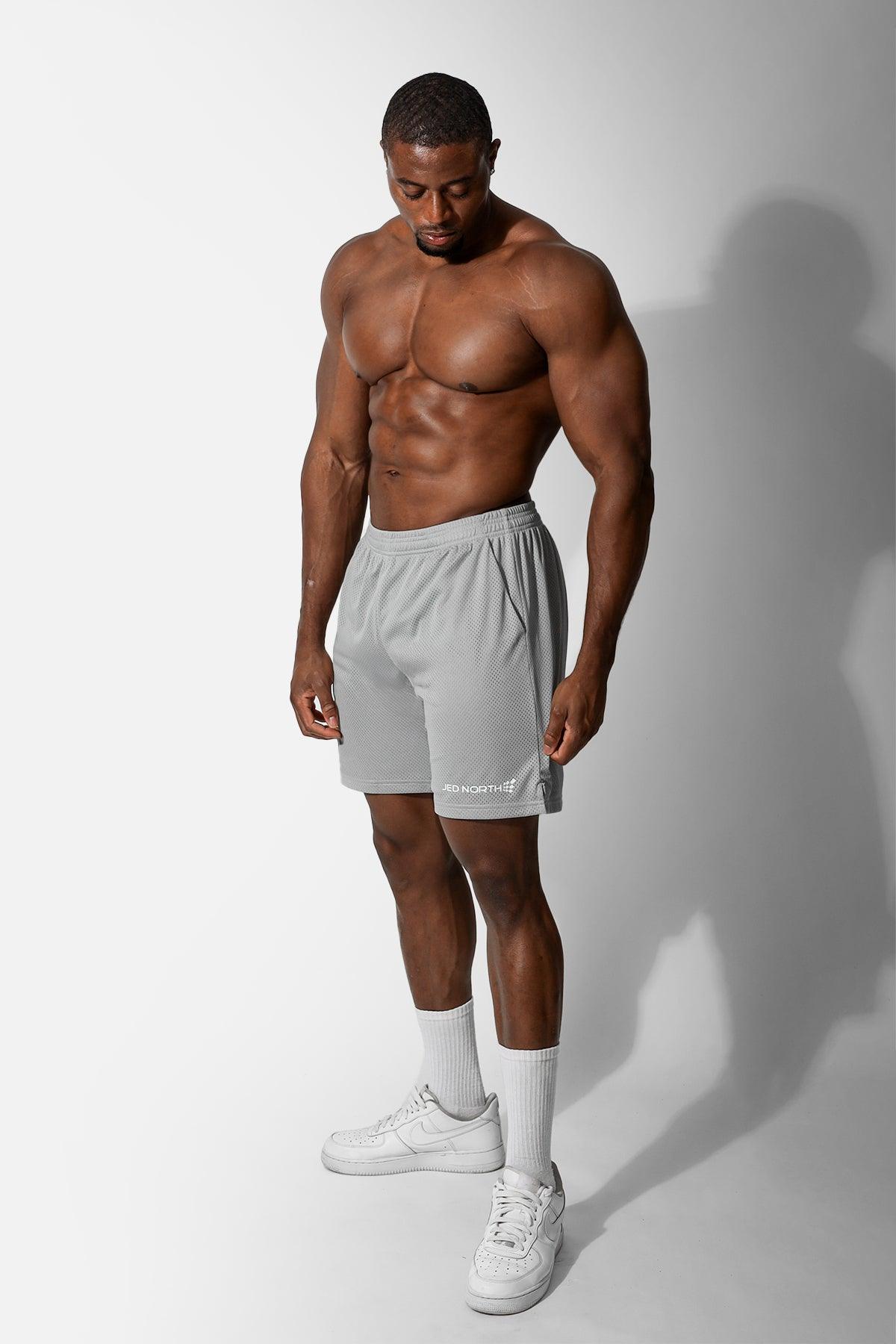 Jed North Jersey Mesh 7.5" Gym Shorts - Polar Silver - DealByEthan.gay loves Jed North
