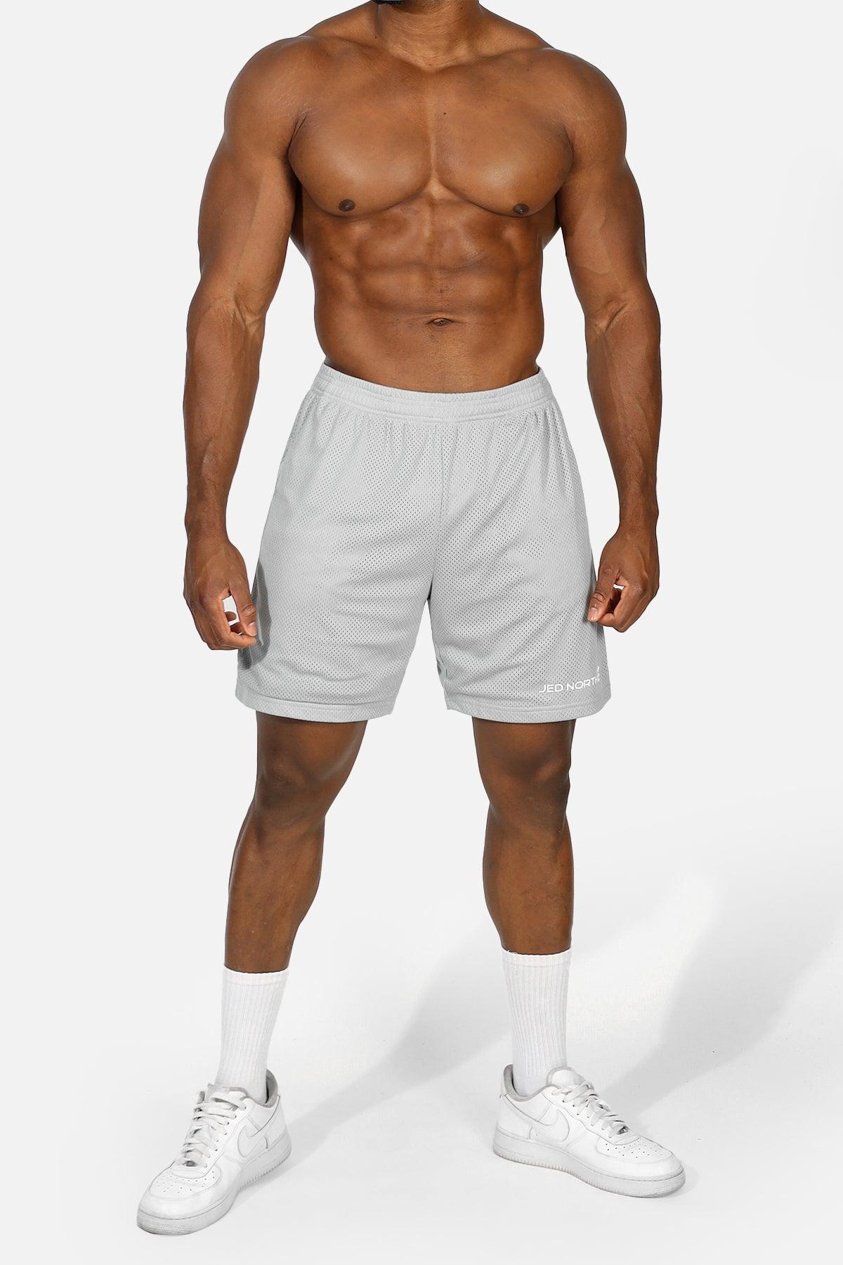 Jed North Jersey Mesh 7.5" Gym Shorts - Polar Silver - DealByEthan.gay loves Jed North