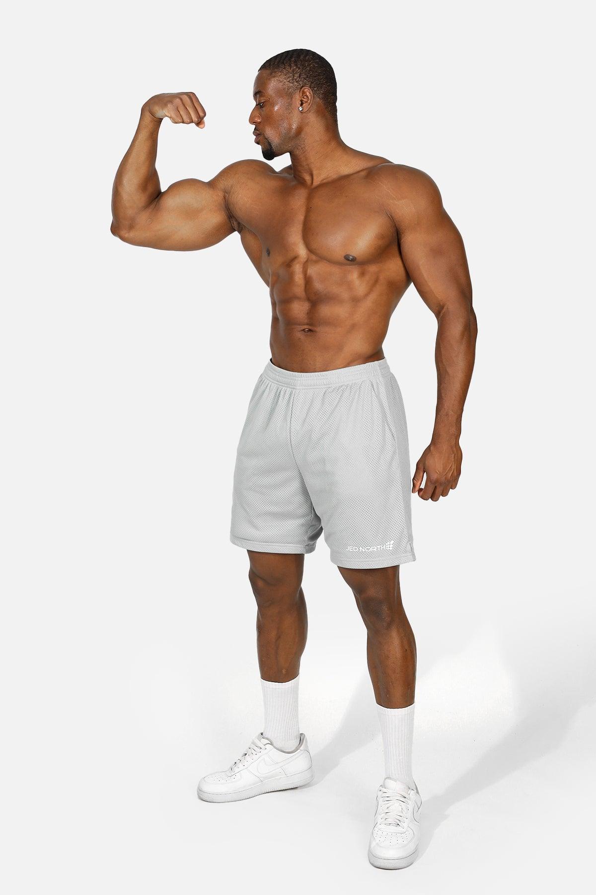 Jed North Jersey Mesh 7.5" Gym Shorts - Polar Silver - DealByEthan.gay loves Jed North
