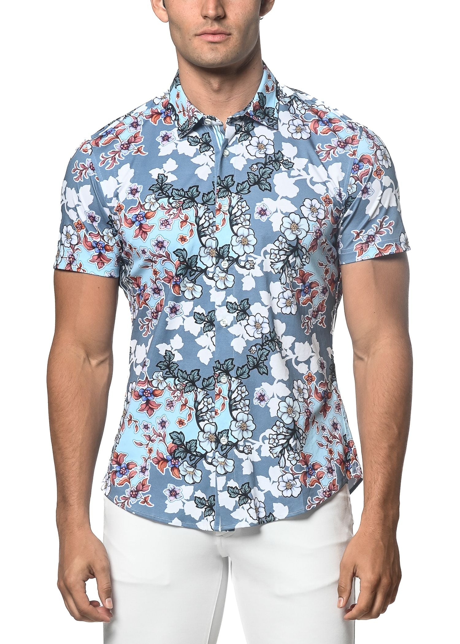 ORCHIDS PRINT STRETCH KNIT SHIRT - DealByEthan.gay loves ST33LE