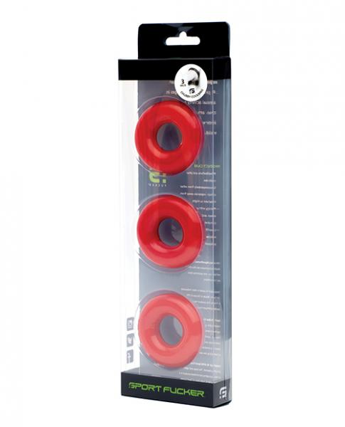 Sport Fucker Chubby Cockring Pack Of 3 - Red - DealByEthan.gay loves Sport Fucker