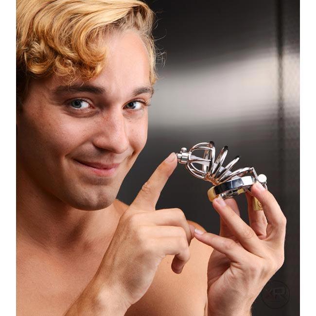 Stainless Steel Chastity Cage with Urethral Insert - DealByEthan.gay loves Master Series