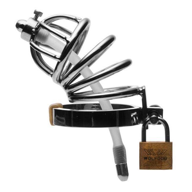 Stainless Steel Chastity Cage with Urethral Insert - DealByEthan.gay loves Master Series