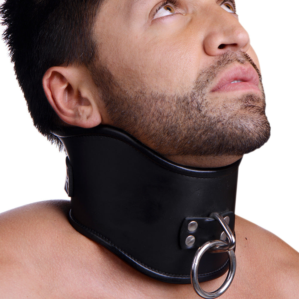 Collar de cuero estricto con cierre de seguridad