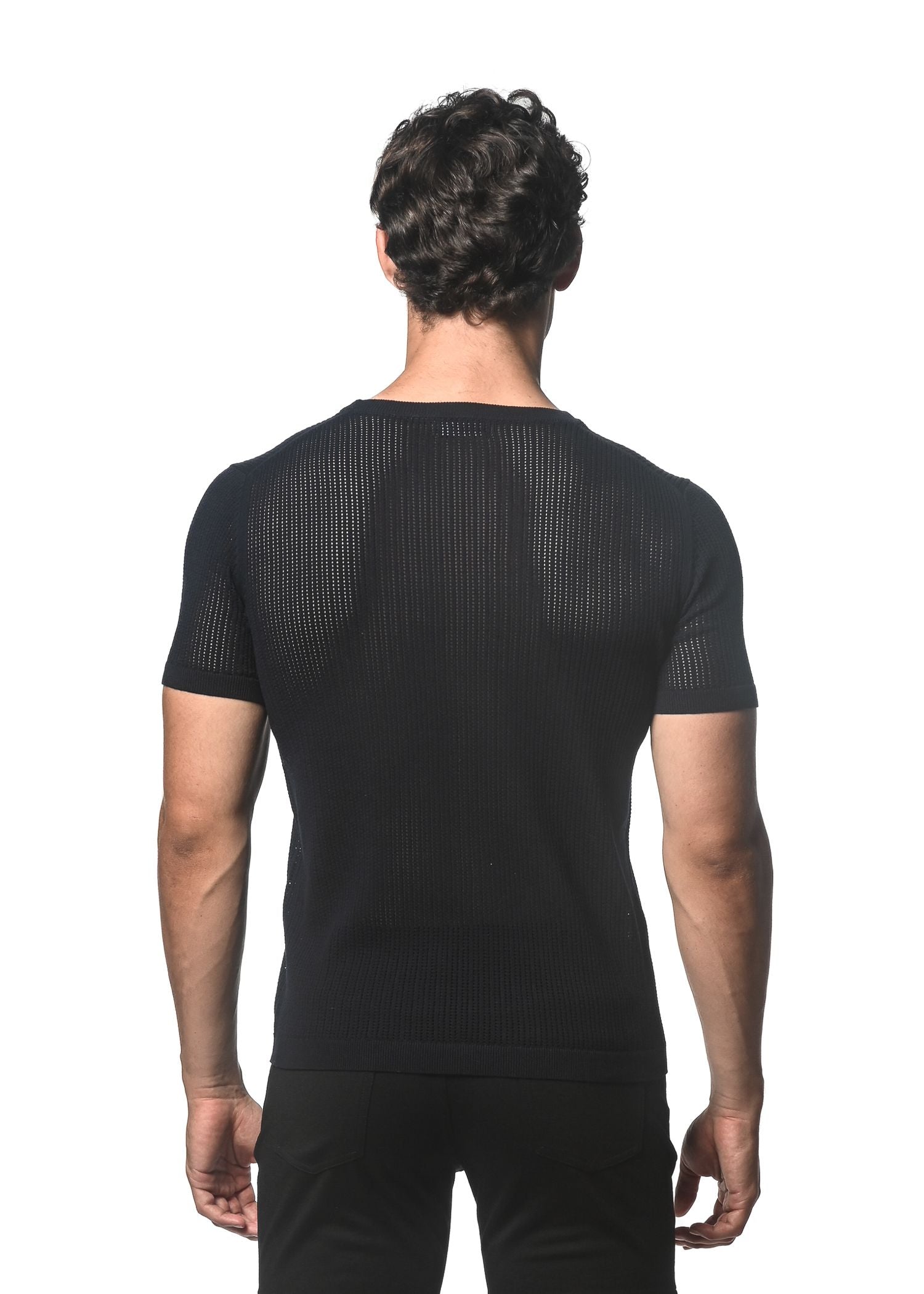 TEXTURED OPEN MESH KNITTED CREW TEE - DealByEthan.gay loves ST33LE