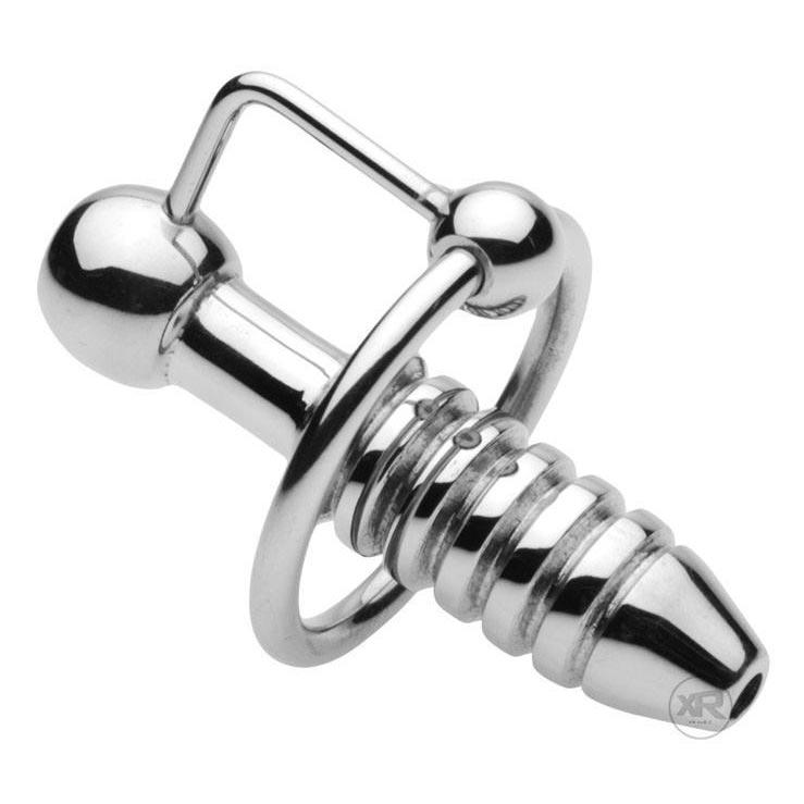 XL Ribbed Urethral Penis Plug with Hollow Core - DealByEthan.gay loves Master Series