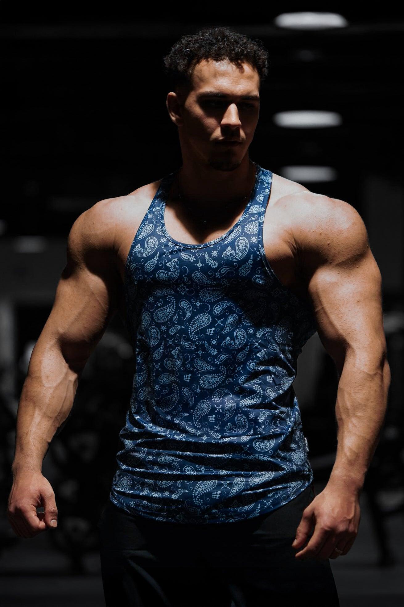 Jed North Graphic Muscle Stringer - Navy Paisley