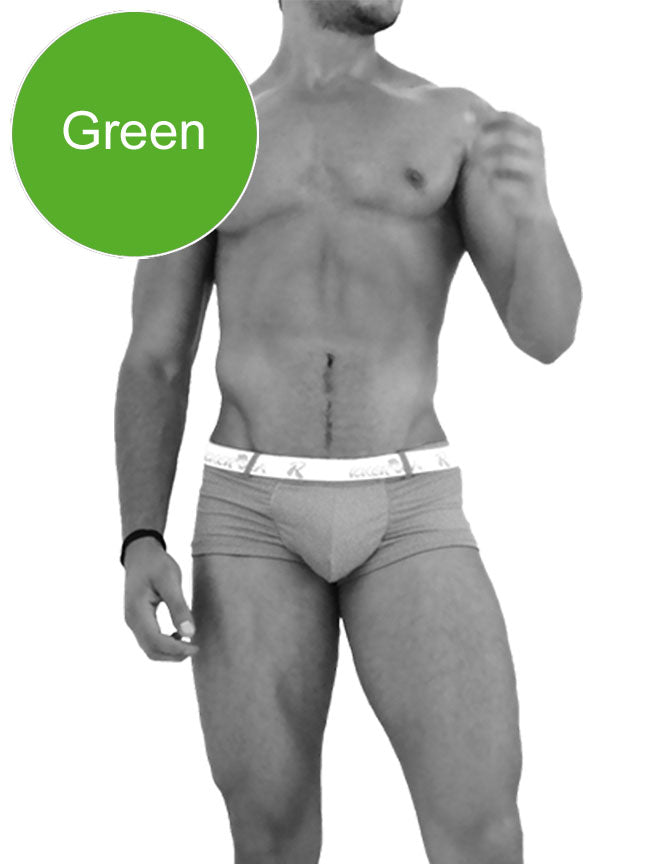 Icker Sea Sailor Belted Logo Square Cut Trunk Swimwear Green/White COB-14-MC01