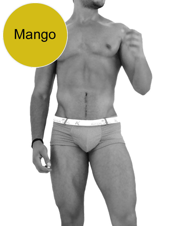 Icker Sea Sailor Belted Logo Square Cut Trunk Swimwear Mango/White COB-14-MC01