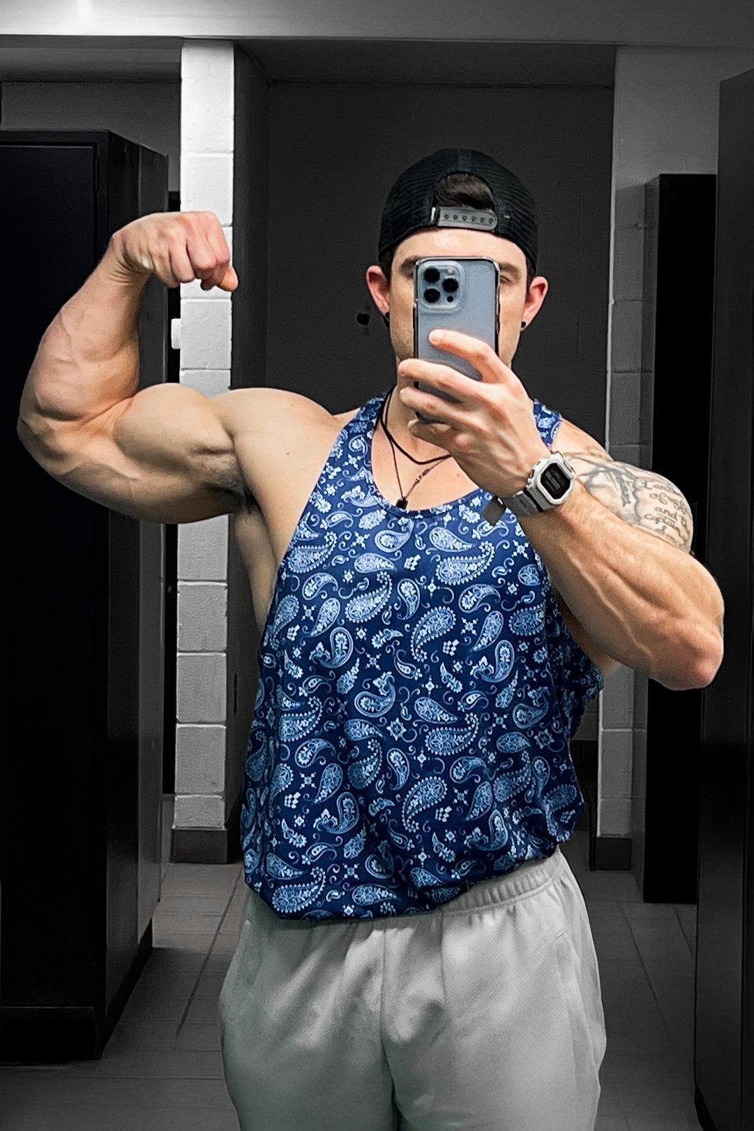Jed North Graphic Muscle Stringer - Navy Paisley