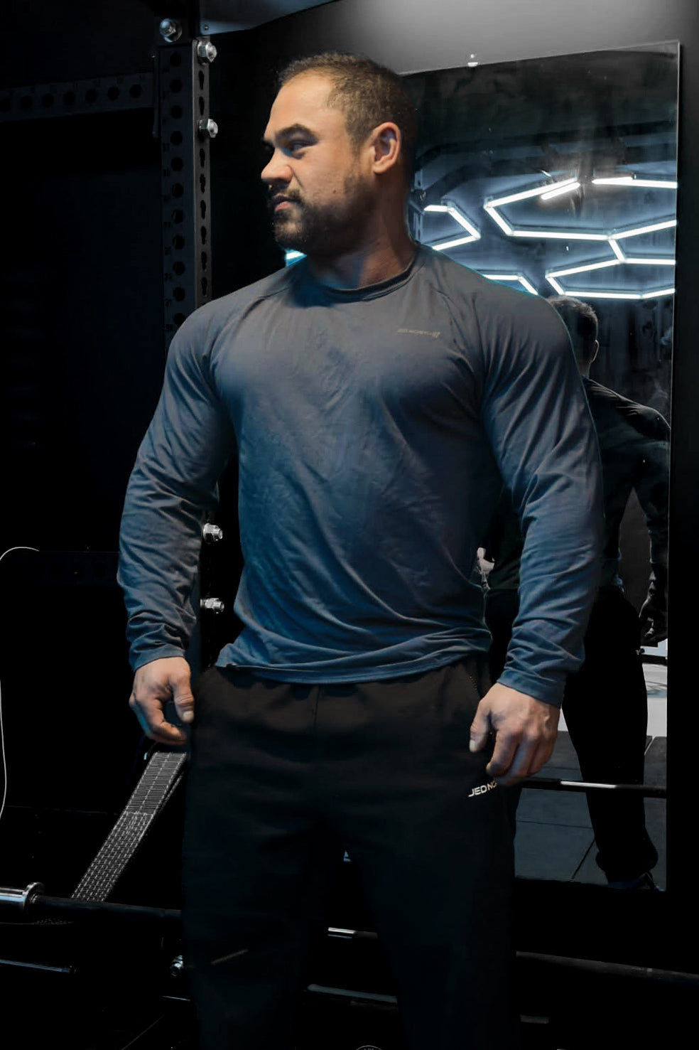 Jed North Titan Muscle-Fit Long Sleeve T-Shirt - Steel Blue