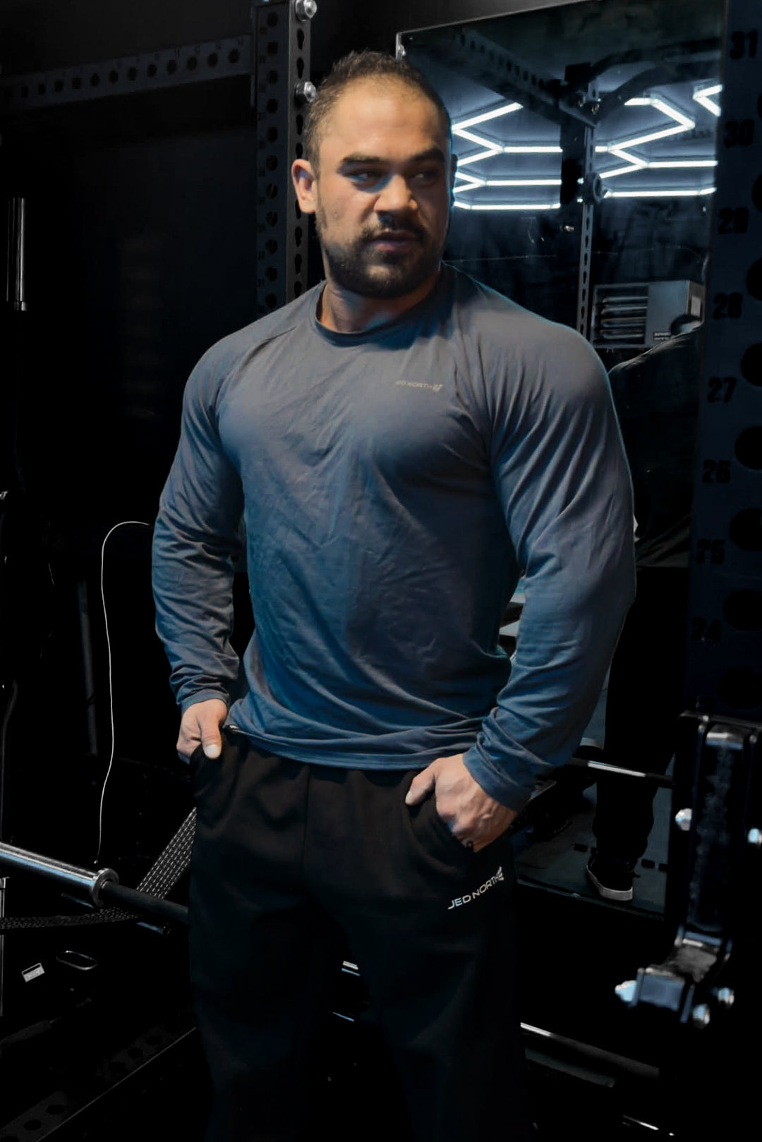 Jed North Titan Muscle-Fit Long Sleeve T-Shirt - Steel Blue