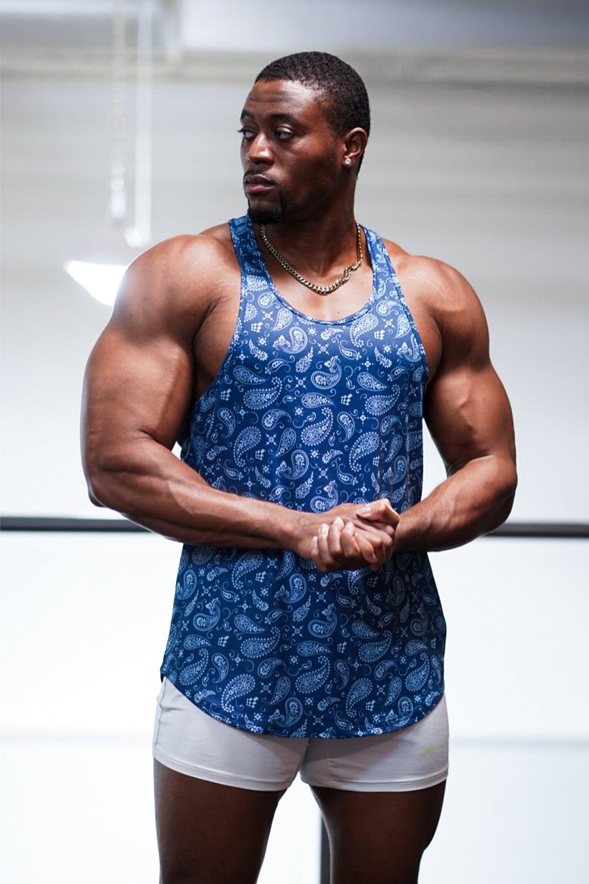 Jed North Graphic Muscle Stringer - Navy Paisley