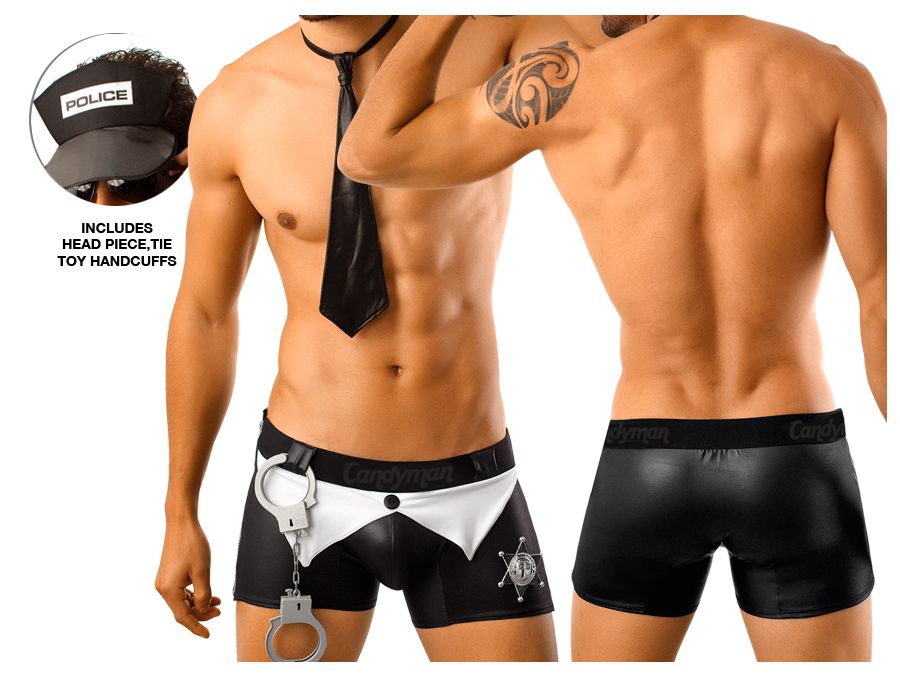 CandyMan 9555 Police Costume Outfit Color Black - DealByEthan.gay loves CandyMan