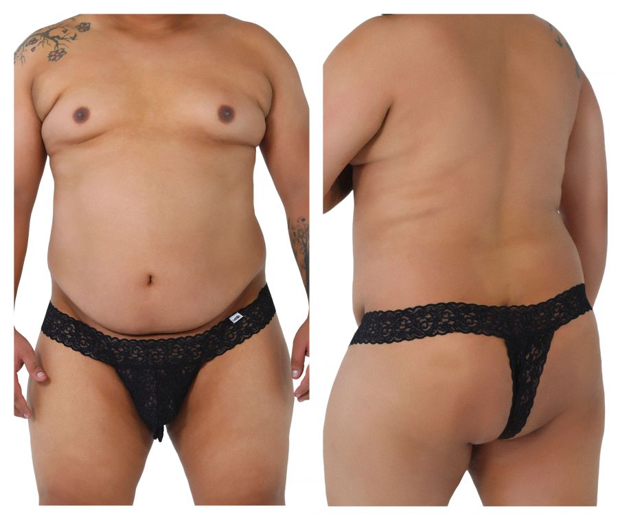 CandyMan 99315X Peek a Boo Lace Thongs Color Black - DealByEthan.gay loves CandyMan