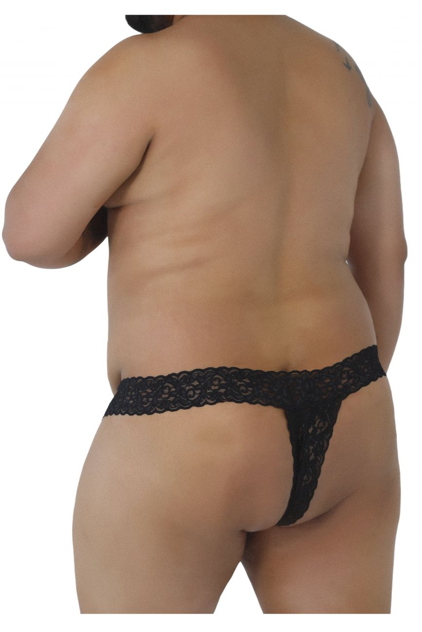 CandyMan 99315X Peek a Boo Lace Thongs Color Black - DealByEthan.gay loves CandyMan