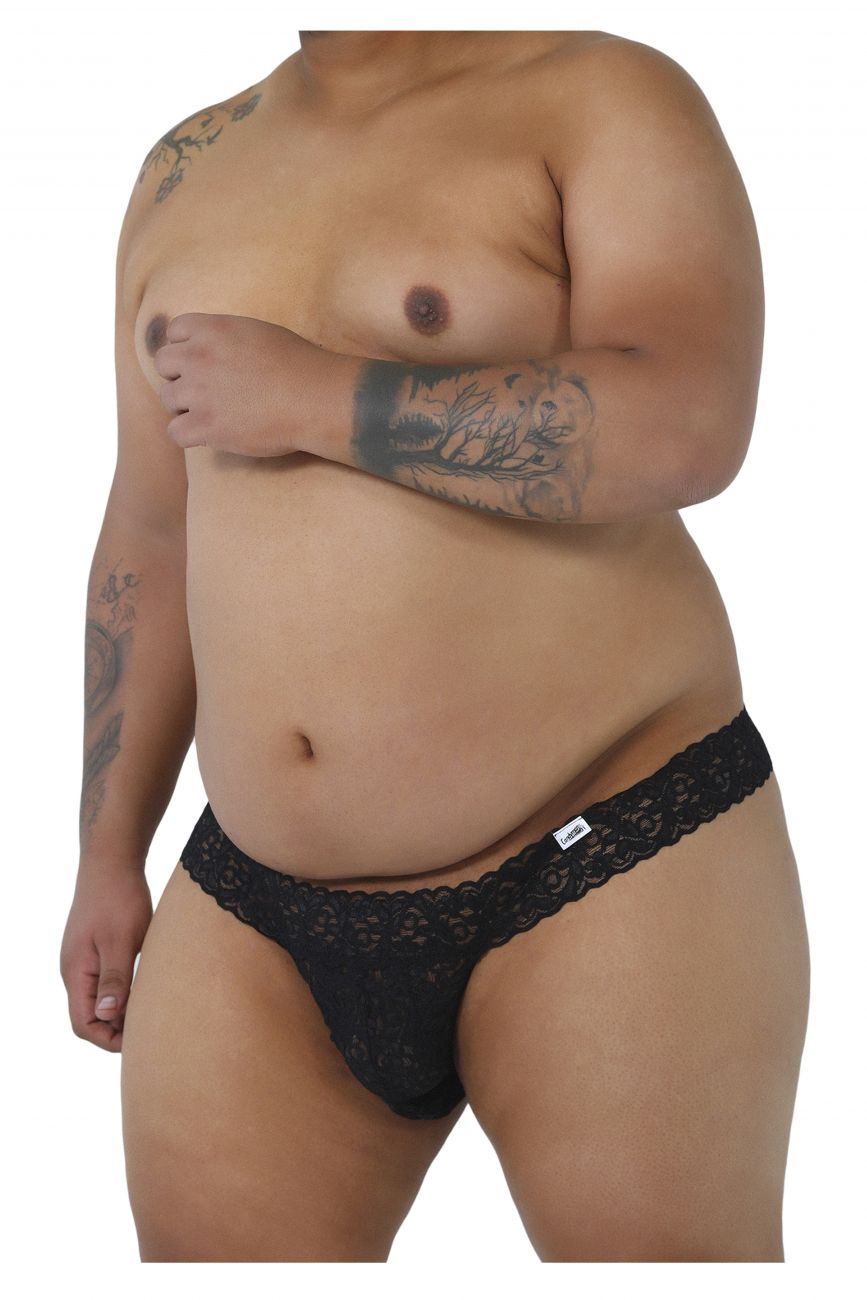 CandyMan 99315X Peek a Boo Lace Thongs Color Black - DealByEthan.gay loves CandyMan