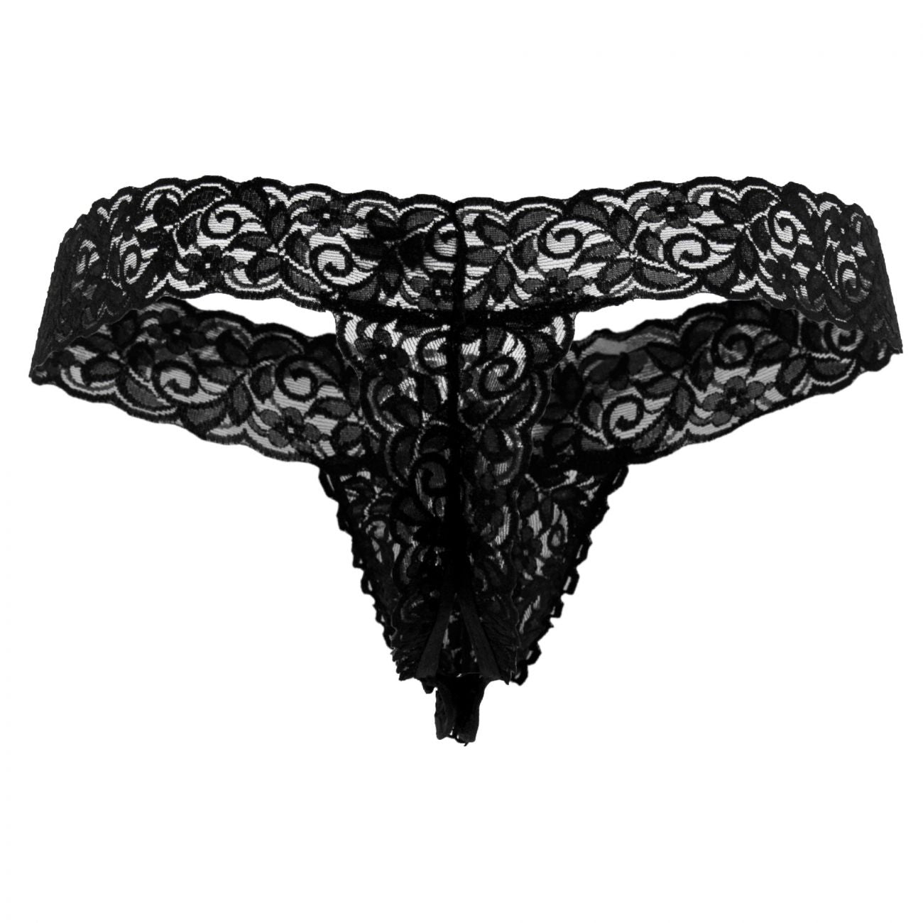 CandyMan 99315X Peek a Boo Lace Thongs Color Black - DealByEthan.gay loves CandyMan