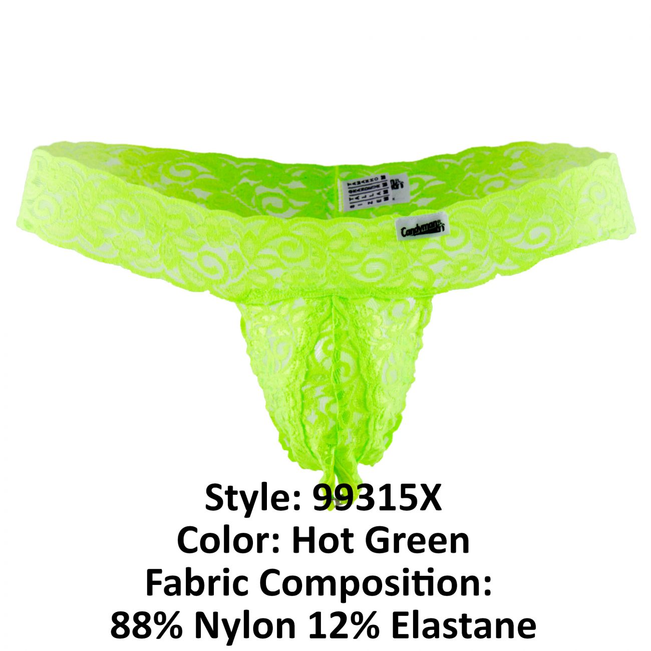 CandyMan 99315X Peek a Boo Lace Thongs Color Hot Green - DealByEthan.gay loves CandyMan