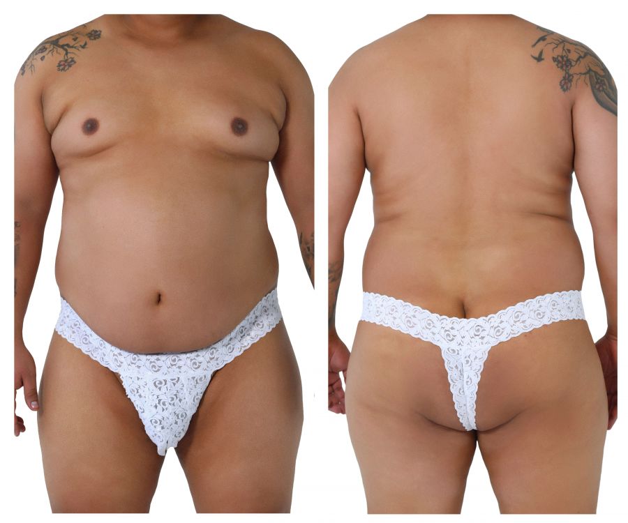 CandyMan 99315X Peek a Boo Lace Thongs Color White - DealByEthan.gay loves CandyMan