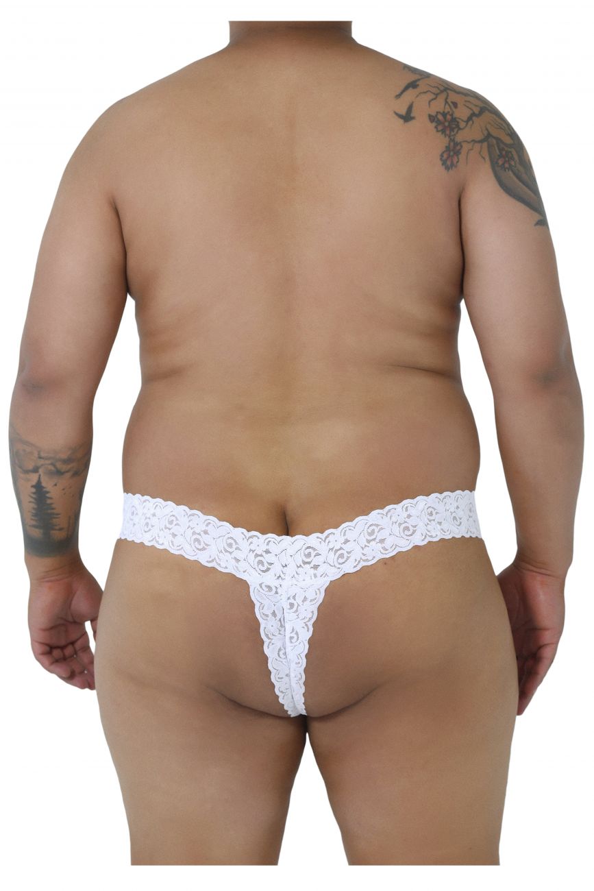 CandyMan 99315X Peek a Boo Lace Thongs Color White - DealByEthan.gay loves CandyMan