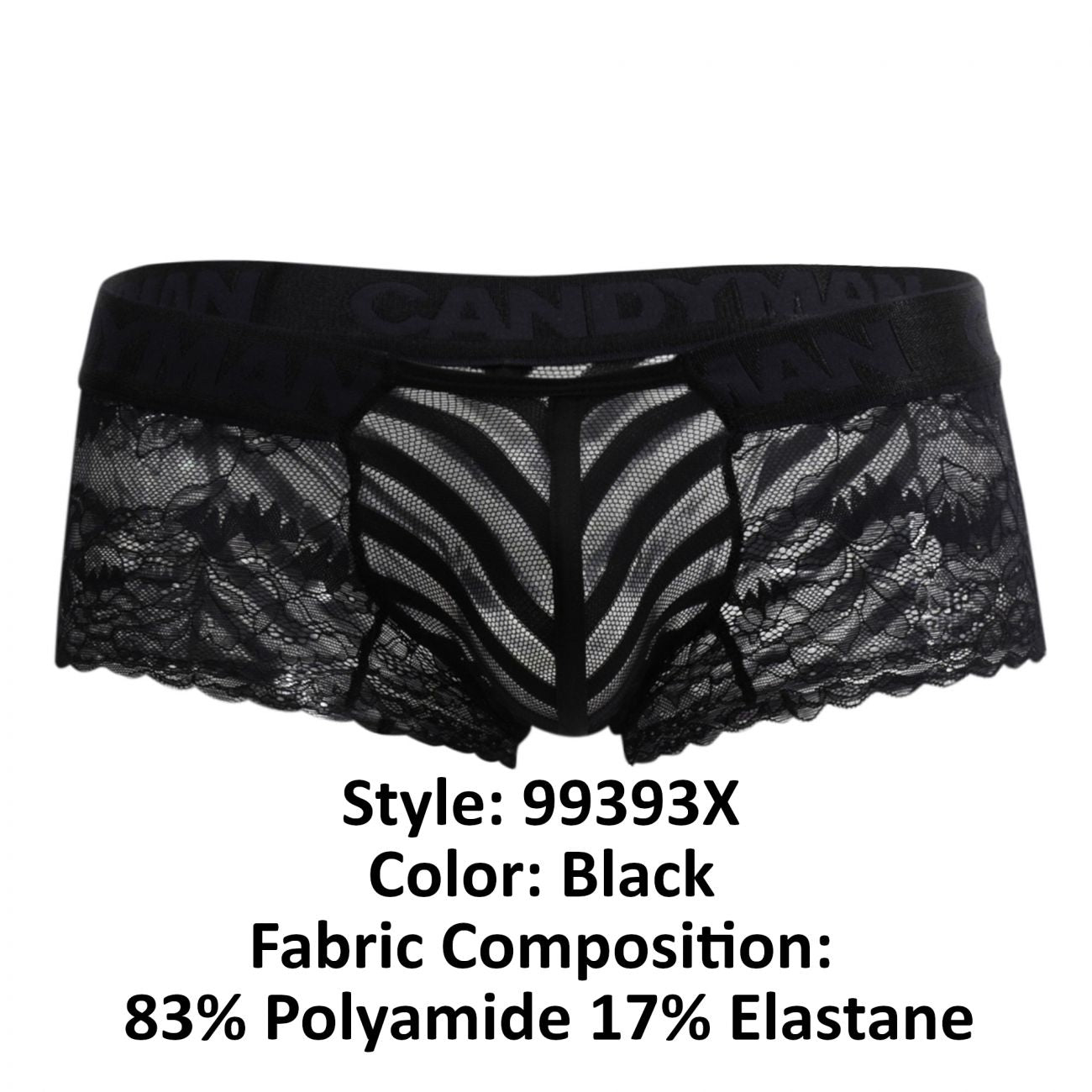CandyMan 99393X Lace-Mesh Trunks Color Black - DealByEthan.gay loves CandyMan