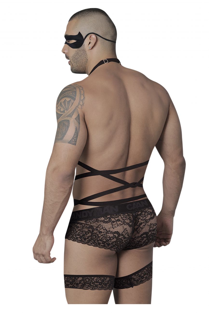 CandyMan 99483 Lace Garter Bodysuit Color Black - DealByEthan.gay loves CandyMan
