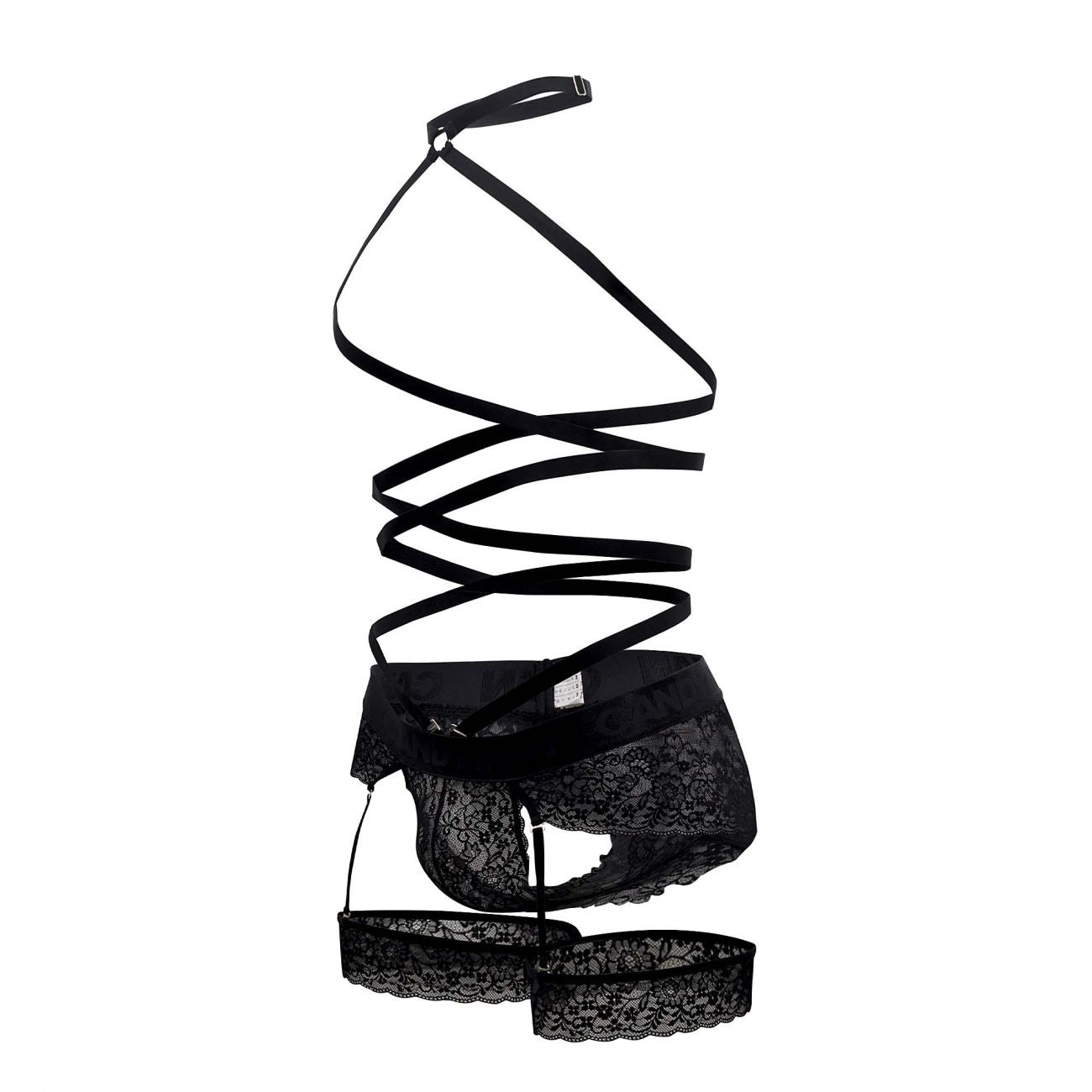 CandyMan 99483 Lace Garter Bodysuit Color Black - DealByEthan.gay loves CandyMan