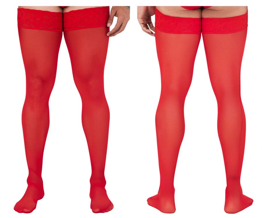 CandyMan 99533 Mesh Thigh Highs Color Red - DealByEthan.gay loves CandyMan
