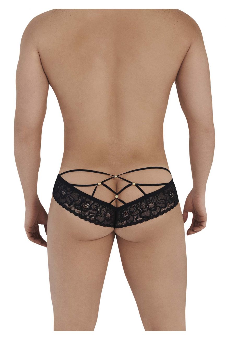 CandyMan 99551 Lace Peekaboo Briefs Color Black - DealByEthan.gay loves CandyMan