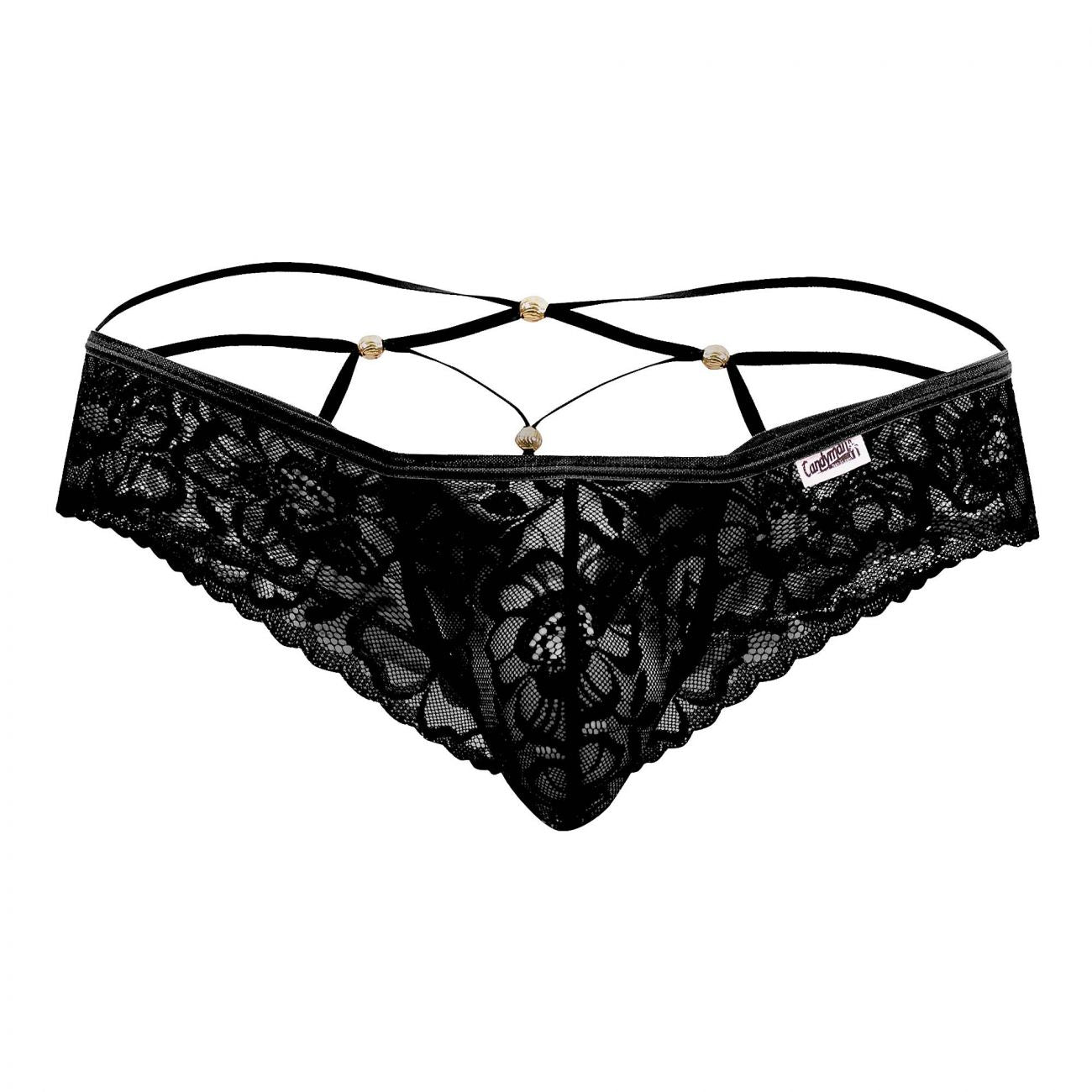 CandyMan 99551 Lace Peekaboo Briefs Color Black - DealByEthan.gay loves CandyMan