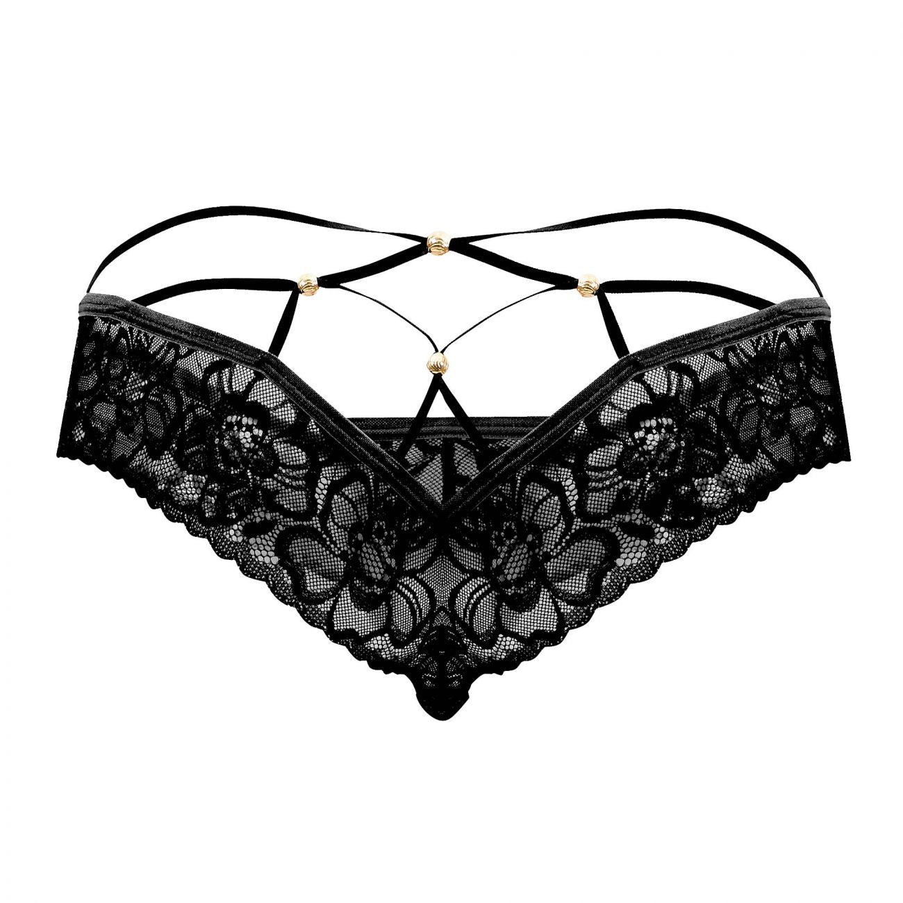 CandyMan 99551 Lace Peekaboo Briefs Color Black - DealByEthan.gay loves CandyMan