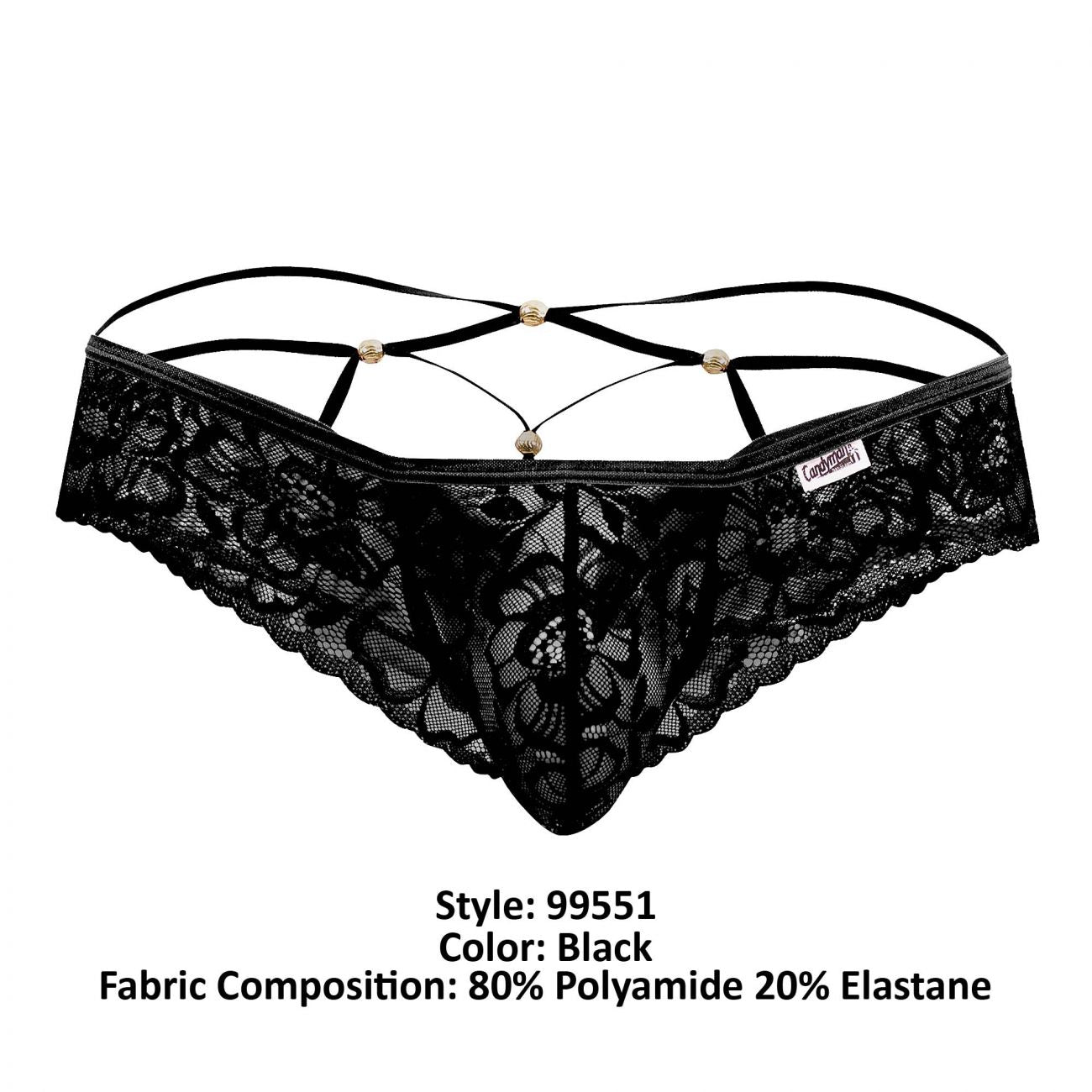 CandyMan 99551 Lace Peekaboo Briefs Color Black - DealByEthan.gay loves CandyMan