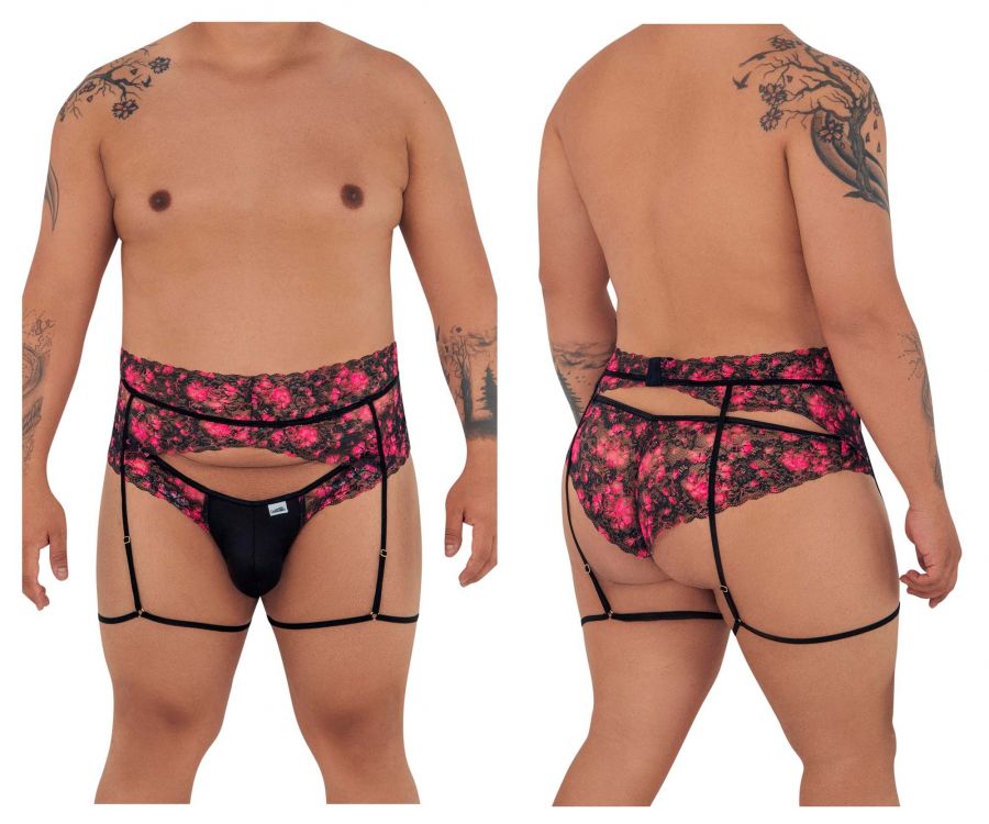 CandyMan 99576X Lace Garter Thongs Color Black Print - DealByEthan.gay loves CandyMan