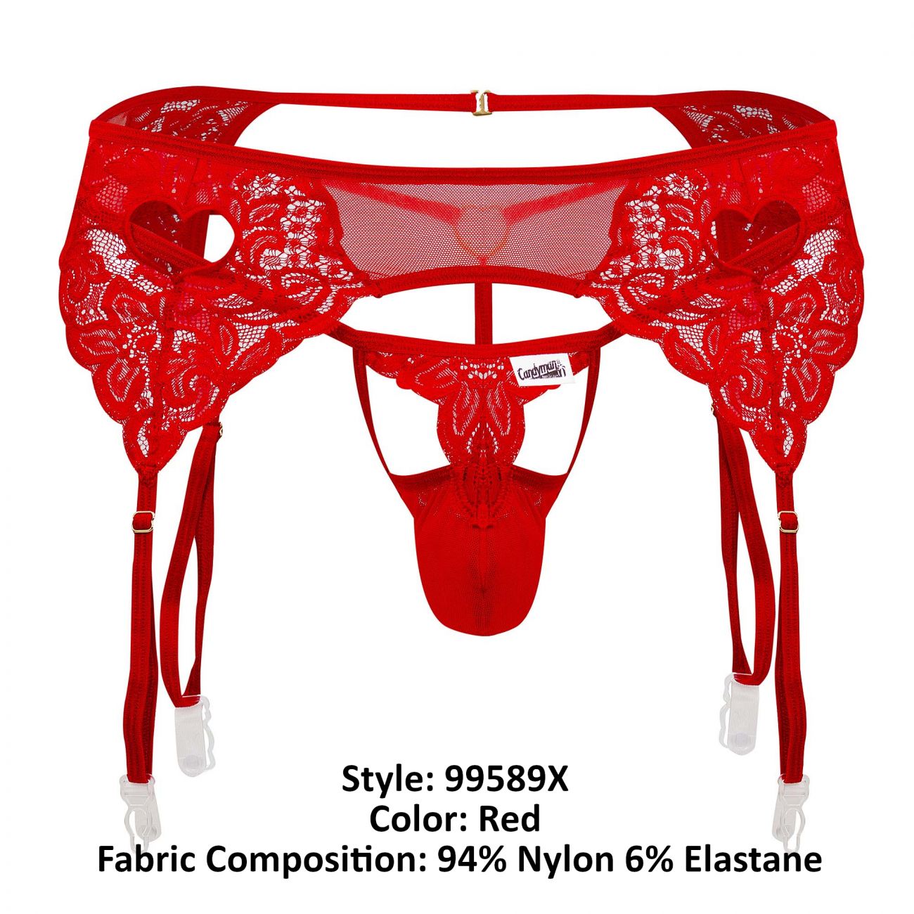 CandyMan 99589X Lace Garther G-String Color Red - DealByEthan.gay loves CandyMan