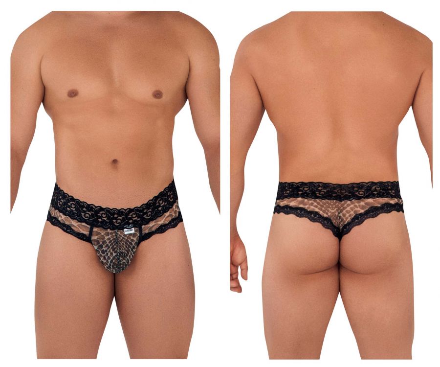 CandyMan 99596 Mesh-Lace Thongs Color Snake Print - DealByEthan.gay loves CandyMan
