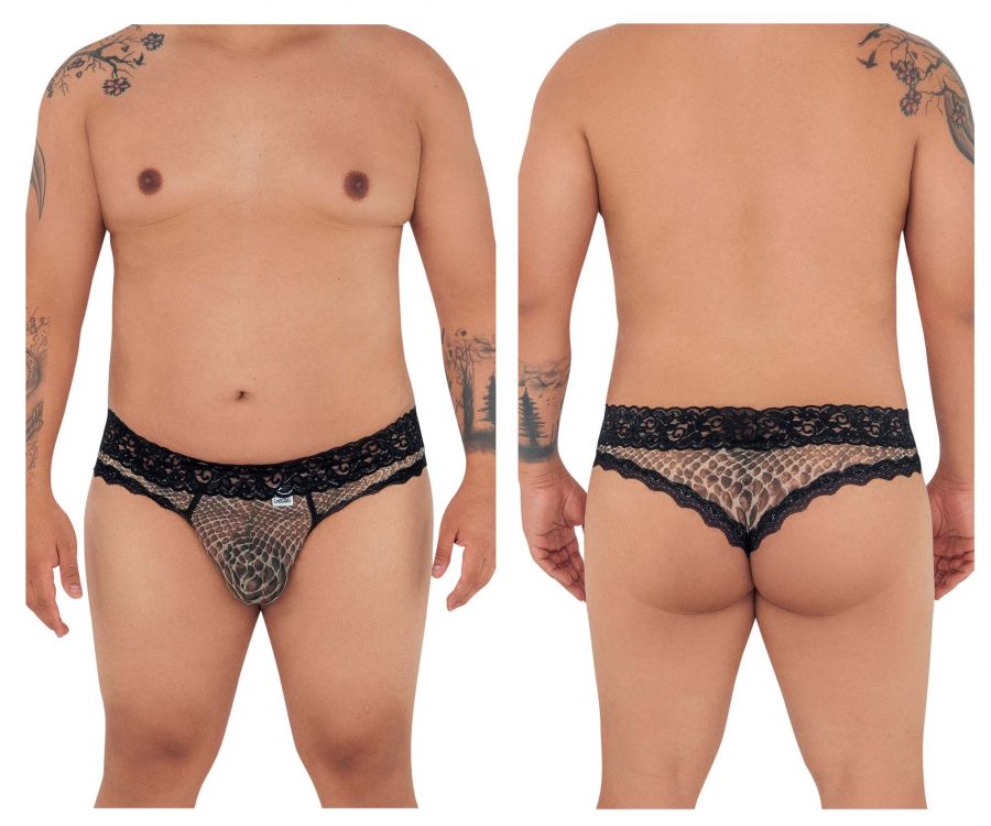 CandyMan 99596X Mesh-Lace Thongs Color Snake Print - DealByEthan.gay loves CandyMan