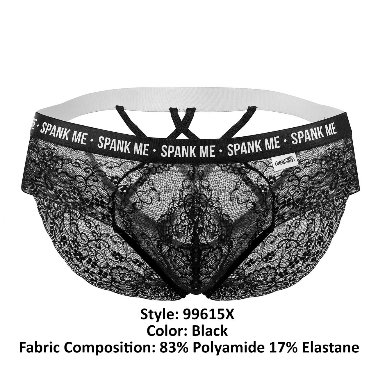 CandyMan 99615X Spank Me Lace Briefs Color Black - DealByEthan.gay loves CandyMan