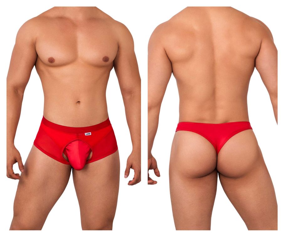 CandyMan 99629 Trunk and Thong Two Piece Set Color Red - DealByEthan.gay loves CandyMan