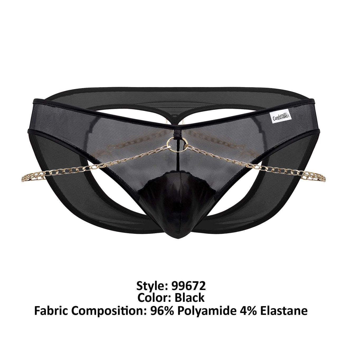 CandyMan 99672 Chain Jock Briefs Color Black - DealByEthan.gay loves CandyMan