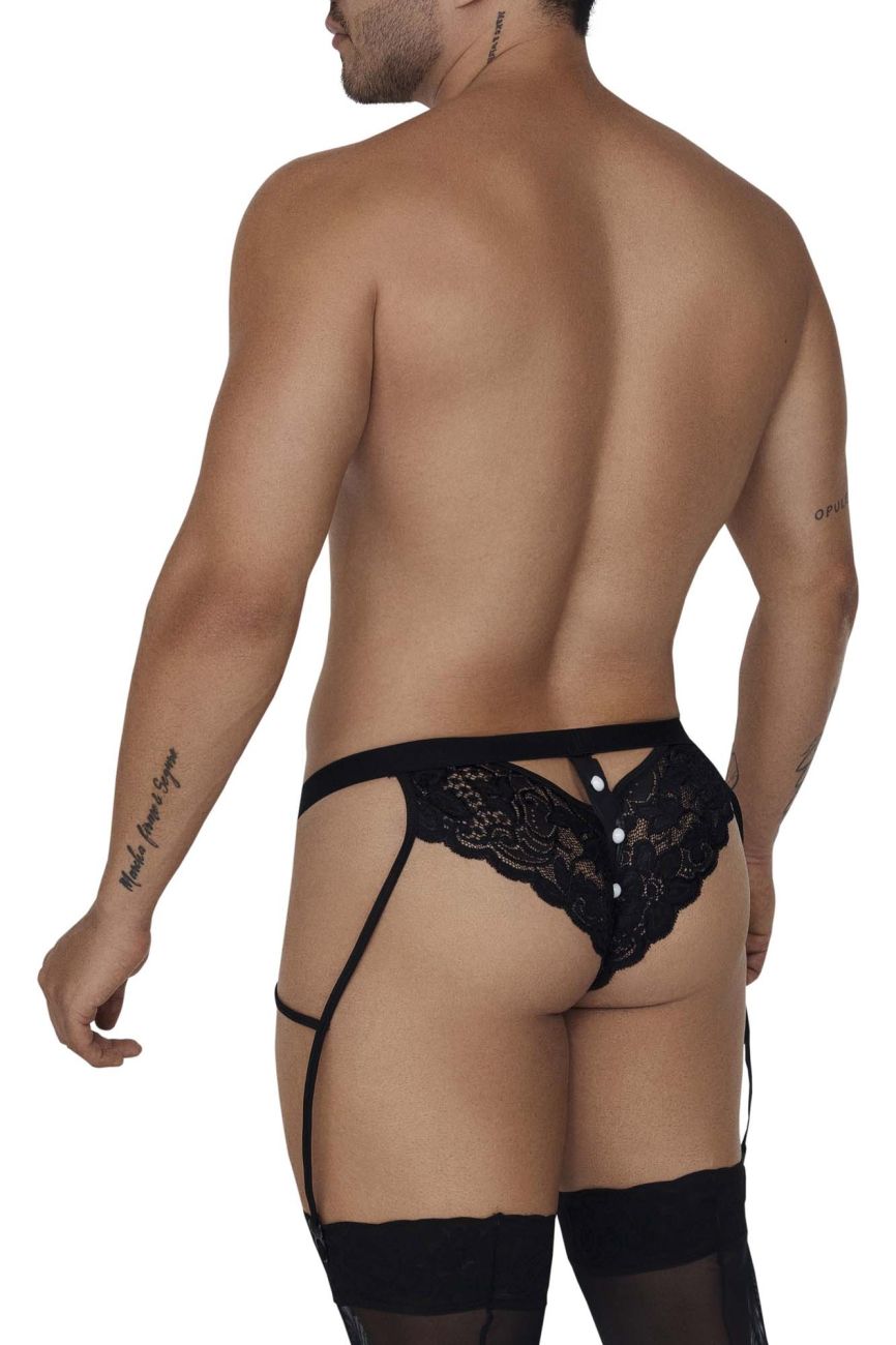 CandyMan 99679 Lace Garter Briefs Color Black - DealByEthan.gay loves CandyMan