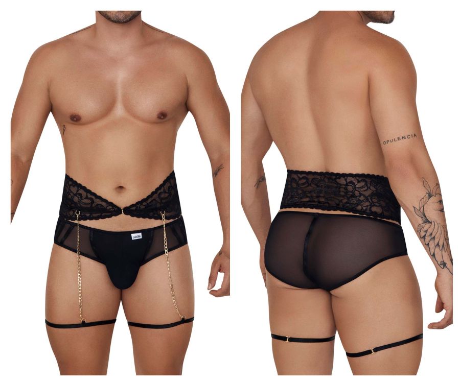 CandyMan 99703 Garter Briefs Two Piece Set Color Black - DealByEthan.gay loves CandyMan