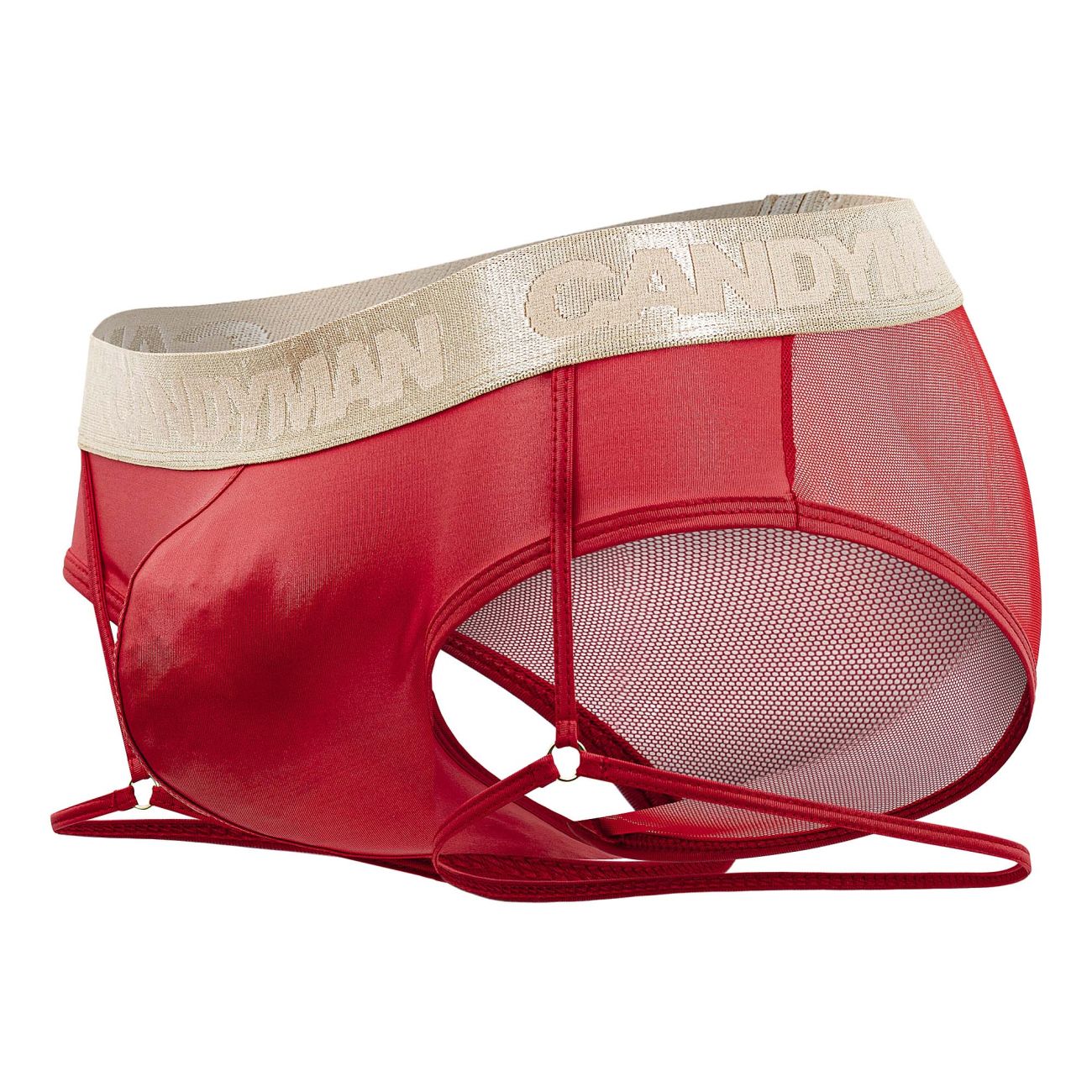CandyMan 99722 Garter Mesh Briefs Color Red - DealByEthan.gay loves CandyMan