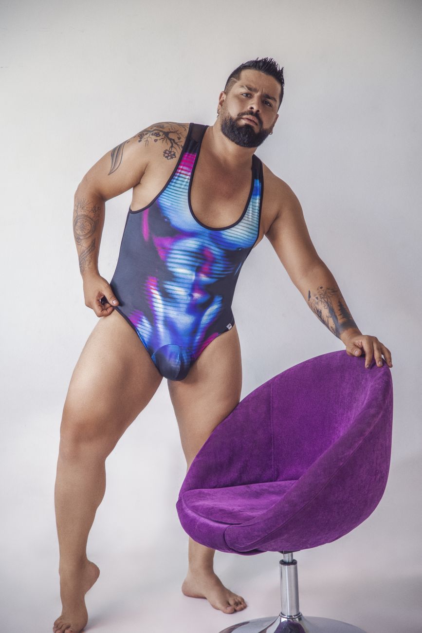 CandyMan 99725X Work-N-Out Bodysuit Color Moonlight Blue - DealByEthan.gay loves CandyMan